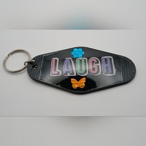 Motel Keychain Custom Retro Styled 'laugh" Black Personalized Keyring Accessory